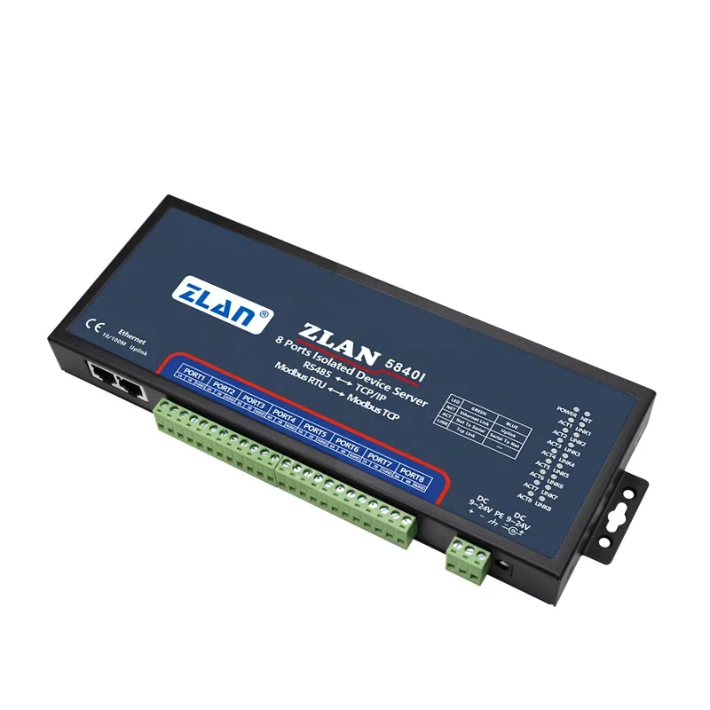 8 Multiple Port RS485 To Ethernet TCP/IP Modbus Industrial Isolation Serial Converter Industrial Gateway ZLAN5840I