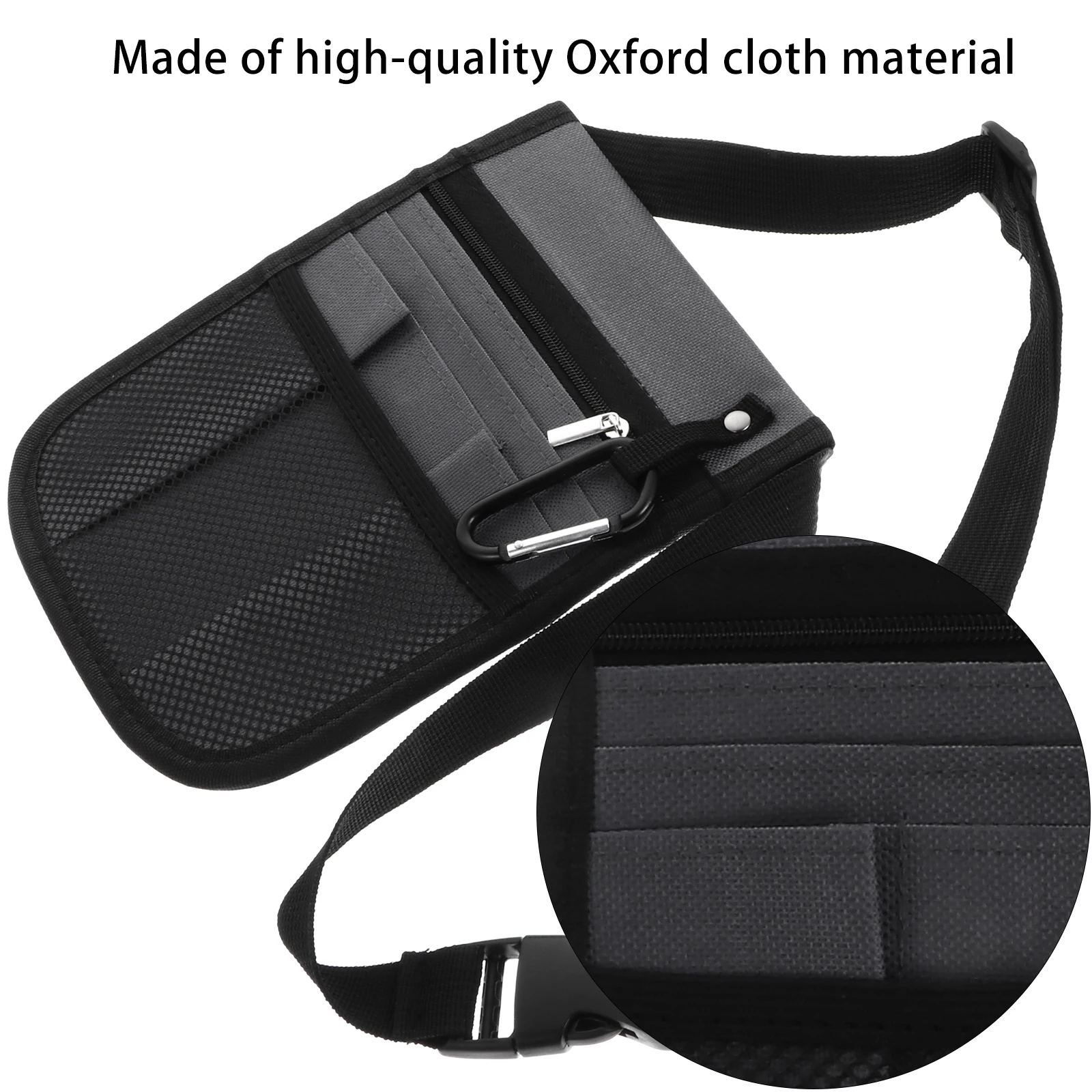 

1pc High-Quality Oxford Cloth Nurse Pack Black Waist Bag with Multiple Pockets for Essentials