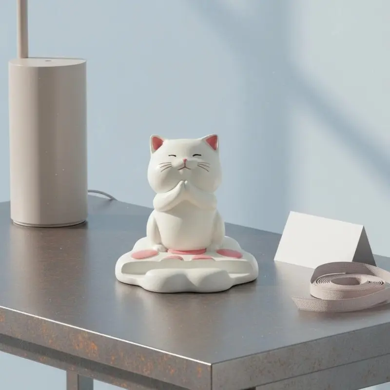 

Cute Cat Desktop Phone Holder Multi-Functional Cute Cat Phone Holder Desk Decoration Sturdy Universal Compatibility