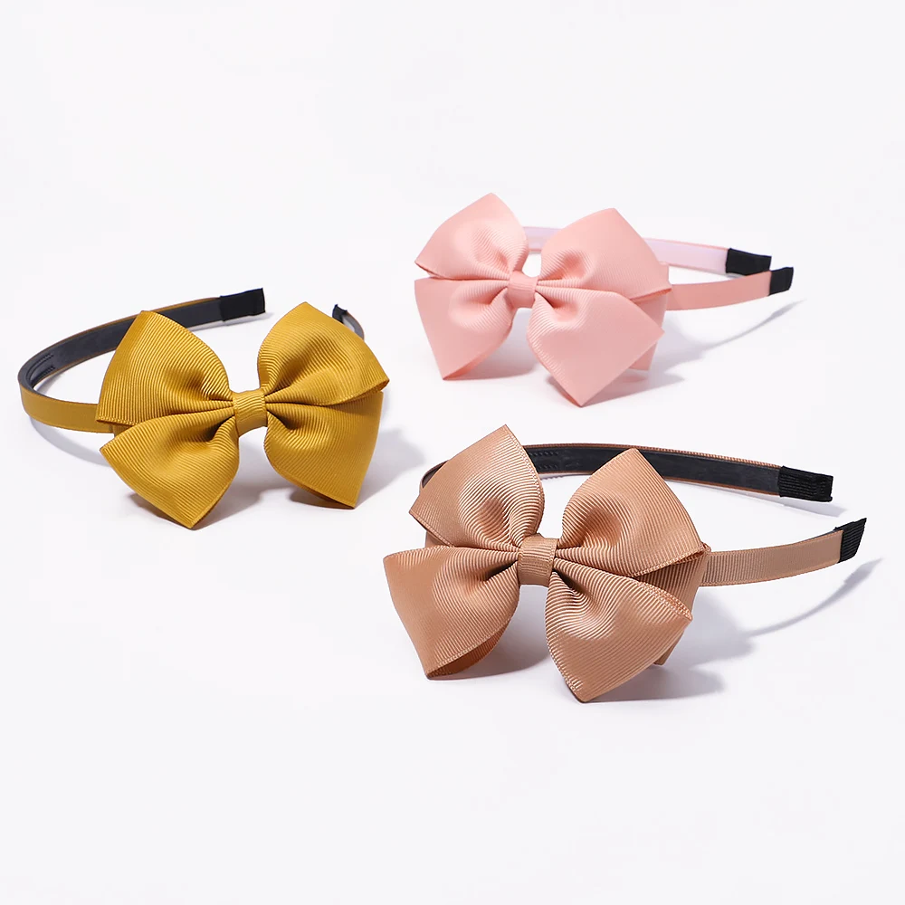 Cute Solid Color Bowknot Hair Band For Baby Kids Ribbon Handmade Hair Bows Hairbands Headband Headwear Girls Hair Accessories