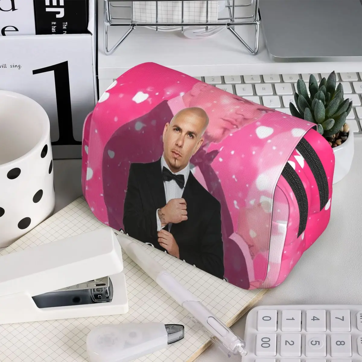 

Mr. Worldwide Says To Live Laugh Love Pink Pencil Case for Kids Gifts Pen Box Pencil Bag Stationery Supplies Pen Holder Bag