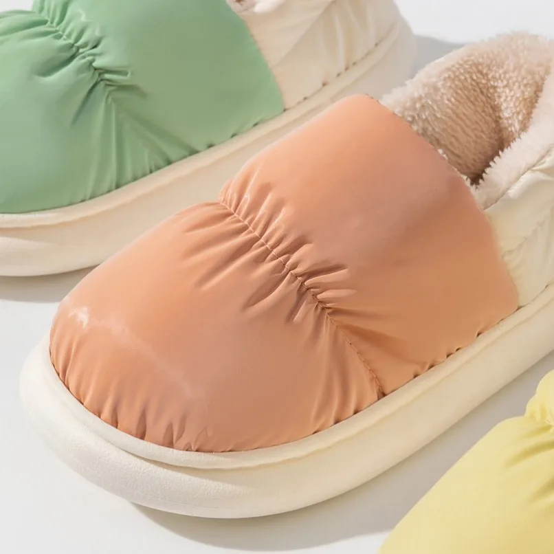 Home Fuzzy Slipper Womens Female Winter Warm Cartoon Plush Cotton Anti Skid Indoor Non Slip Room House Floor Shoes Waterproof