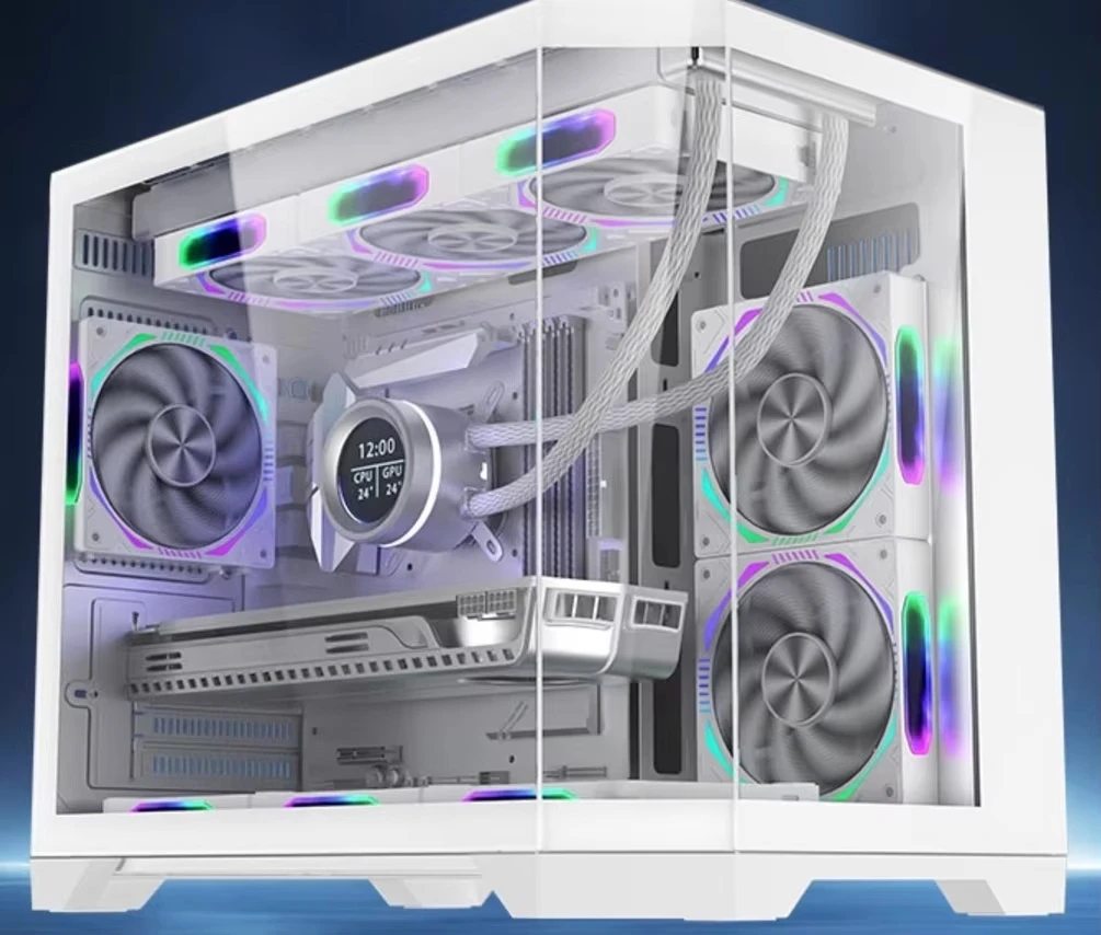 CS090 جودة عالية تصميم جديد منتصف برج سطح المكتب الألعاب حالة الكمبيوتر مع MATX لوحات زجاجية ثلاثية الجوانب في الأوراق المالية