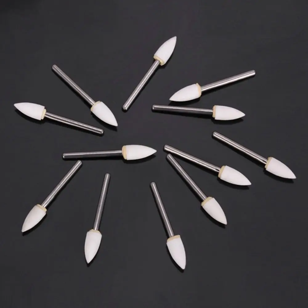 12pcs Dental White Polishing Burs Stones Flame Shape FL2 FG Arkansas Stone Teeth Care