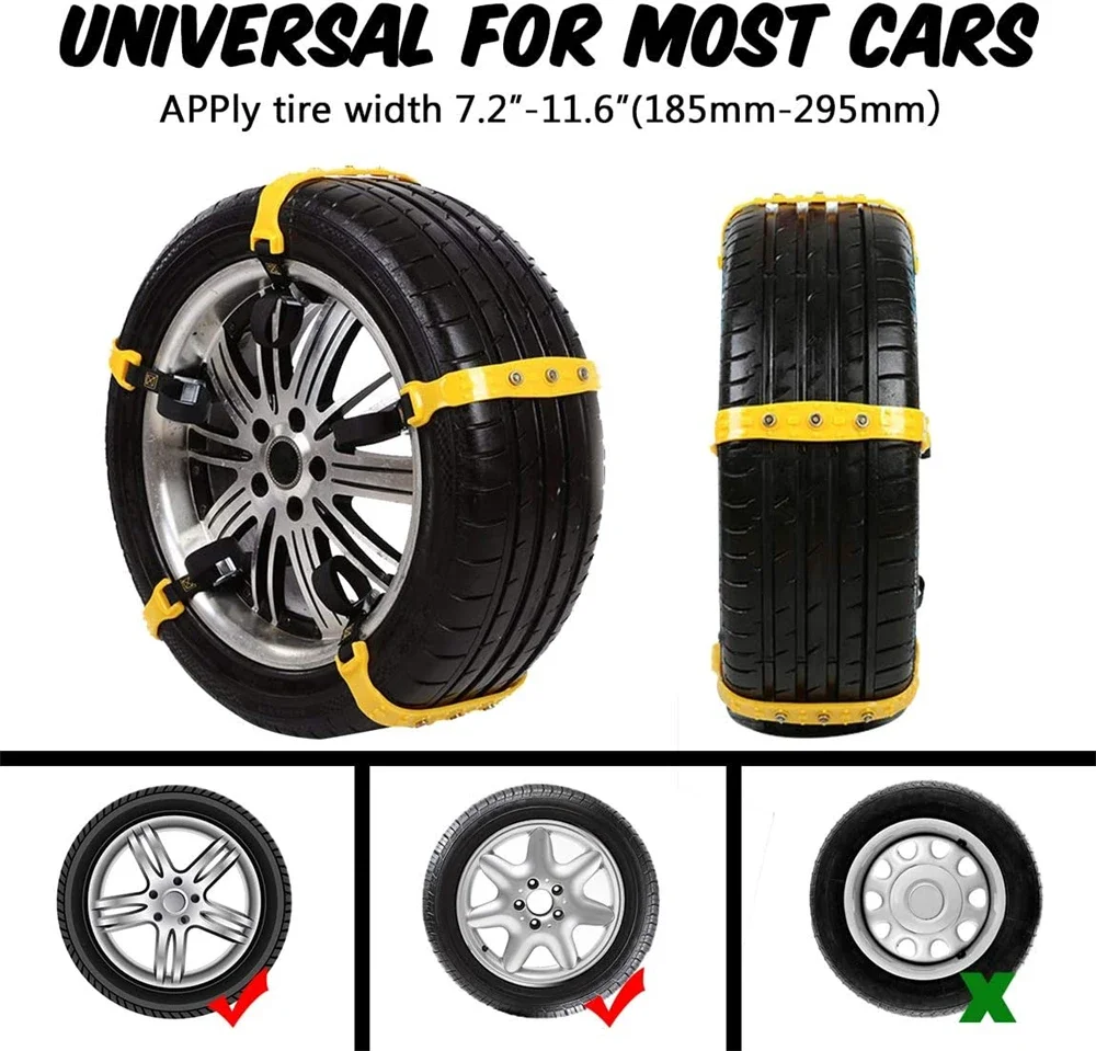 10PCS Adjustable Wheel Tire Snow Anti-skid Chains For Car Truck Suv Winter Emergency Motorcycle Tire Snow Chains Universal