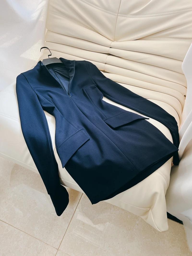 Ele High Collar Bodycon Dr Sexy Sophistied Ladylike Sle Polyester Fiber Long Sve A-Line Skirt Ba Zipper