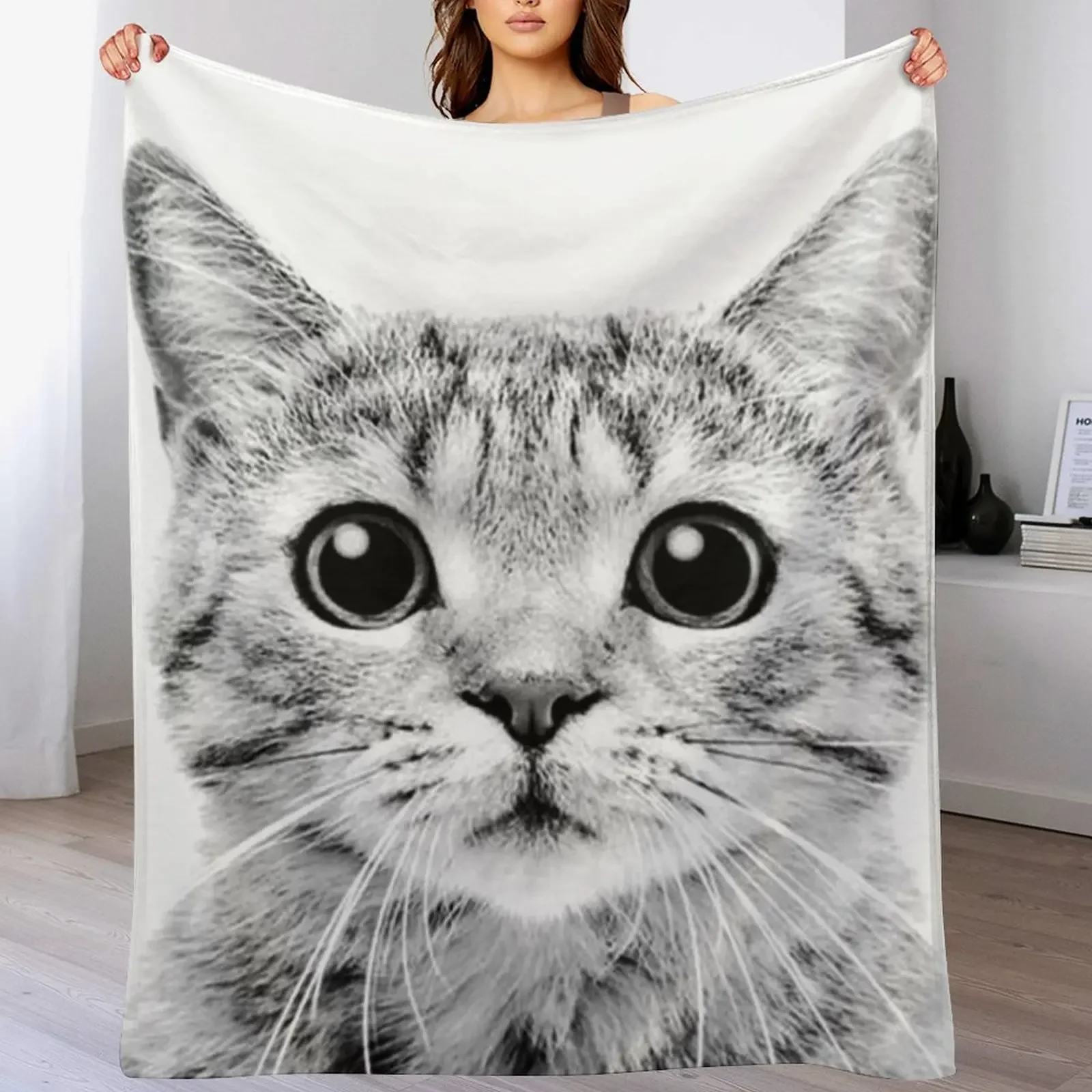 Cat - Faces Throw Blanket Bed Cute Plaid Luxury Throw Luxury Designer Blankets