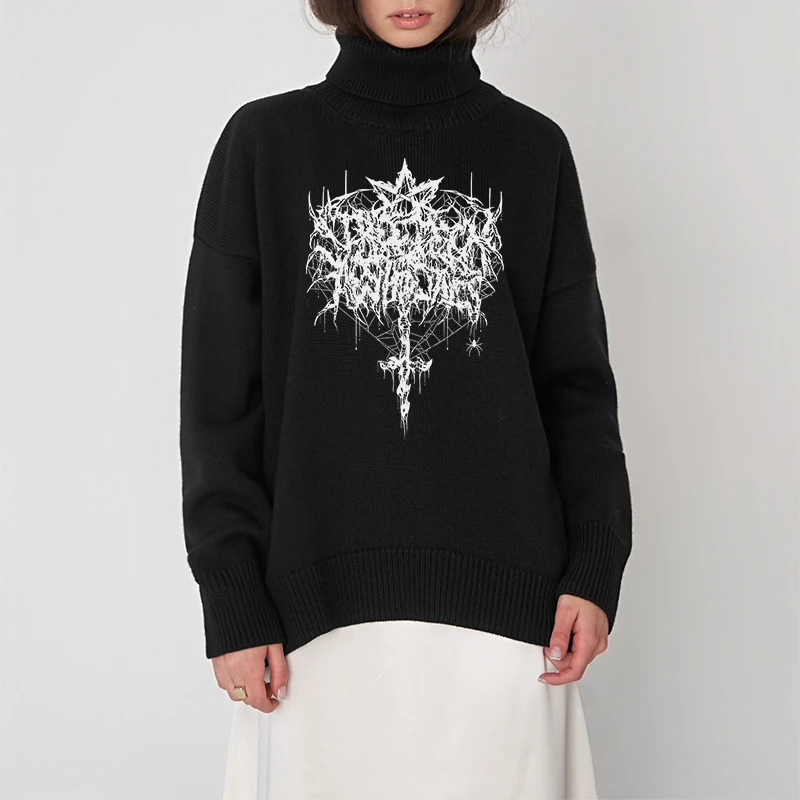 Women's American Vintage Creative Spider Web Printing Sweaters Warm Knit Pullover Y2k Harajuku Hip Hop, Women's Clothing, Winter