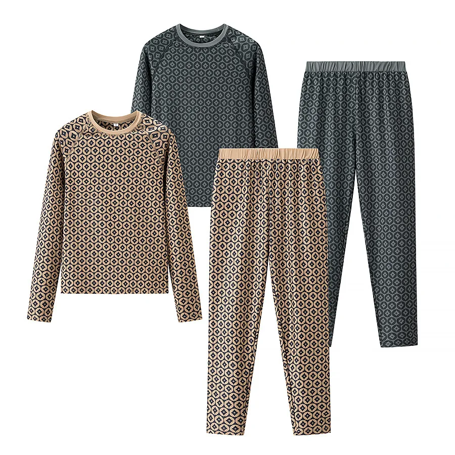 -Conjunto de pantalones tipo jersey con estampado holgado para mujer, camisa informal de manga larga con cuello redondo, pantalones pitillo con cintura elástica, traje elegante para primavera y verano
