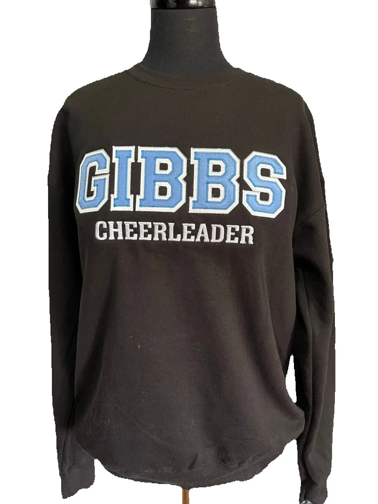 

Custom Embroidery Applique Letter Sweatshirts Team School Spirit Text Slogan Shirt Vintage Embroidered Fan Sweatshirt