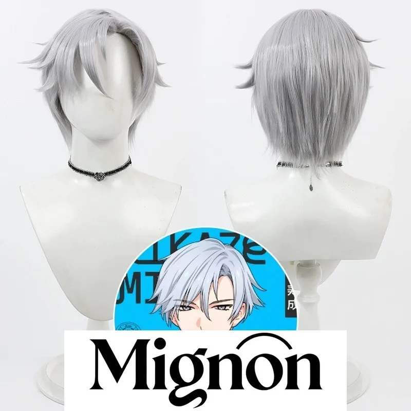 

18TRIP Kamina Yukikaze cosplay wig gray blue side part slight wave teased roots Halloween gift