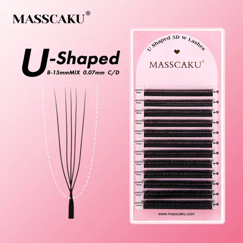 MASSCAKU-extensiones de pestañas 3D/4D/5D/6D en forma de U, longitud mixta de 8-15mm, pestañas postizas de larga duración fáciles de usar para maquillage femenino