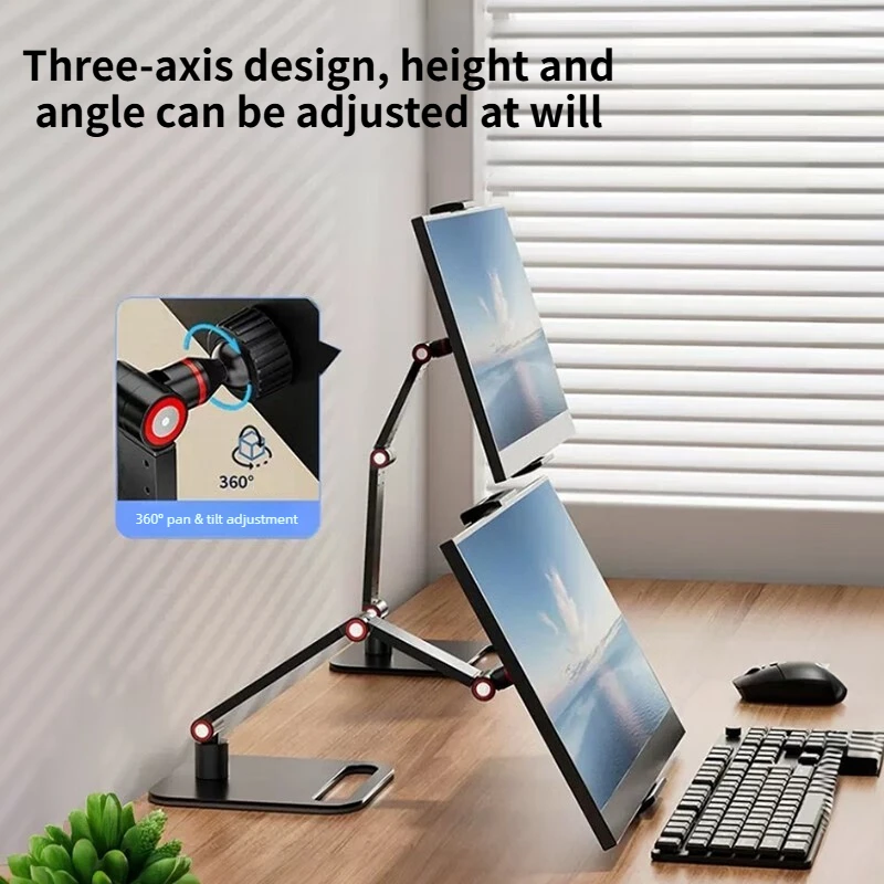 Portable Monitor Metal Stand Mount Mobile Phone Tablet PC Pad Support Arm Desk Holder Stand Screen Display Vertical Base Bracket