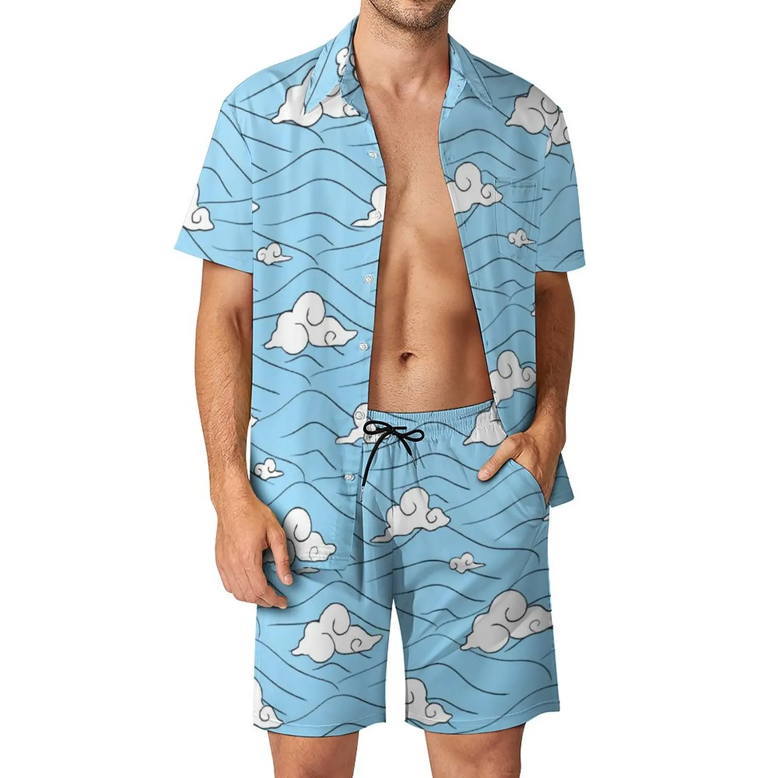

Hawaiian Shirt Set Casual Shirt Set Cool Beach Shorts Summer Suit Two-piece Big Size Ropa Hombre Ensemble Homme