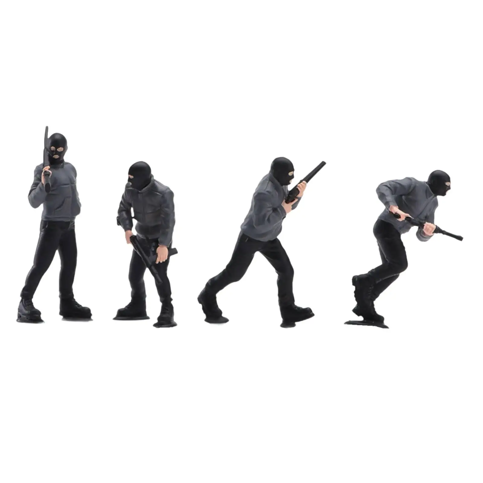 4 Pieces 1/64 Masked Thugs Miniature Figures for Crafts Tabletop Display