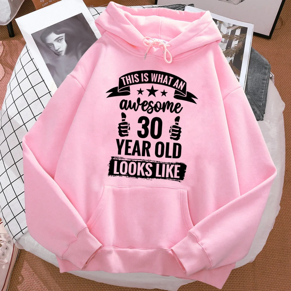 30 Ans Years Birthday hoodies women sweat y2k long sleeve top Korean style anime clothes Hooded Shirt female aesthetic pulls