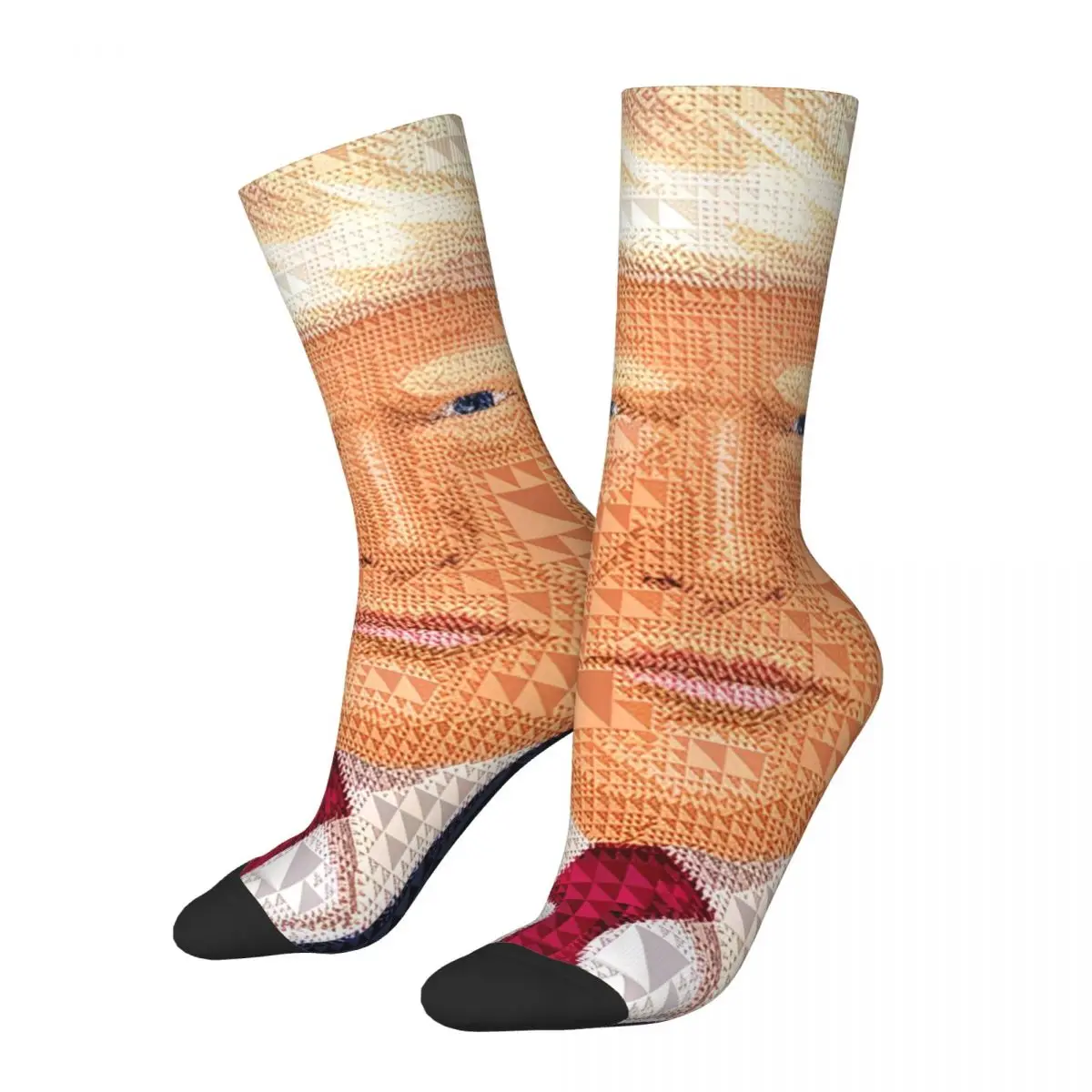 Winter Warm Colorful Women Men Donald Trump Portrait Stylized Low Poly Style Socks Sweat Absorbing Middle Tube Socks