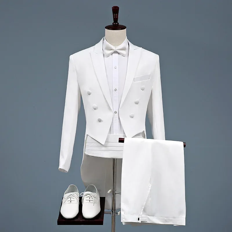 Two Piece Matching Set Suits White Wedding Clubwear Suit Blazer Pants Set Men 2 Piece Set Tuxedo Plus Size Xxxl Male Outfits