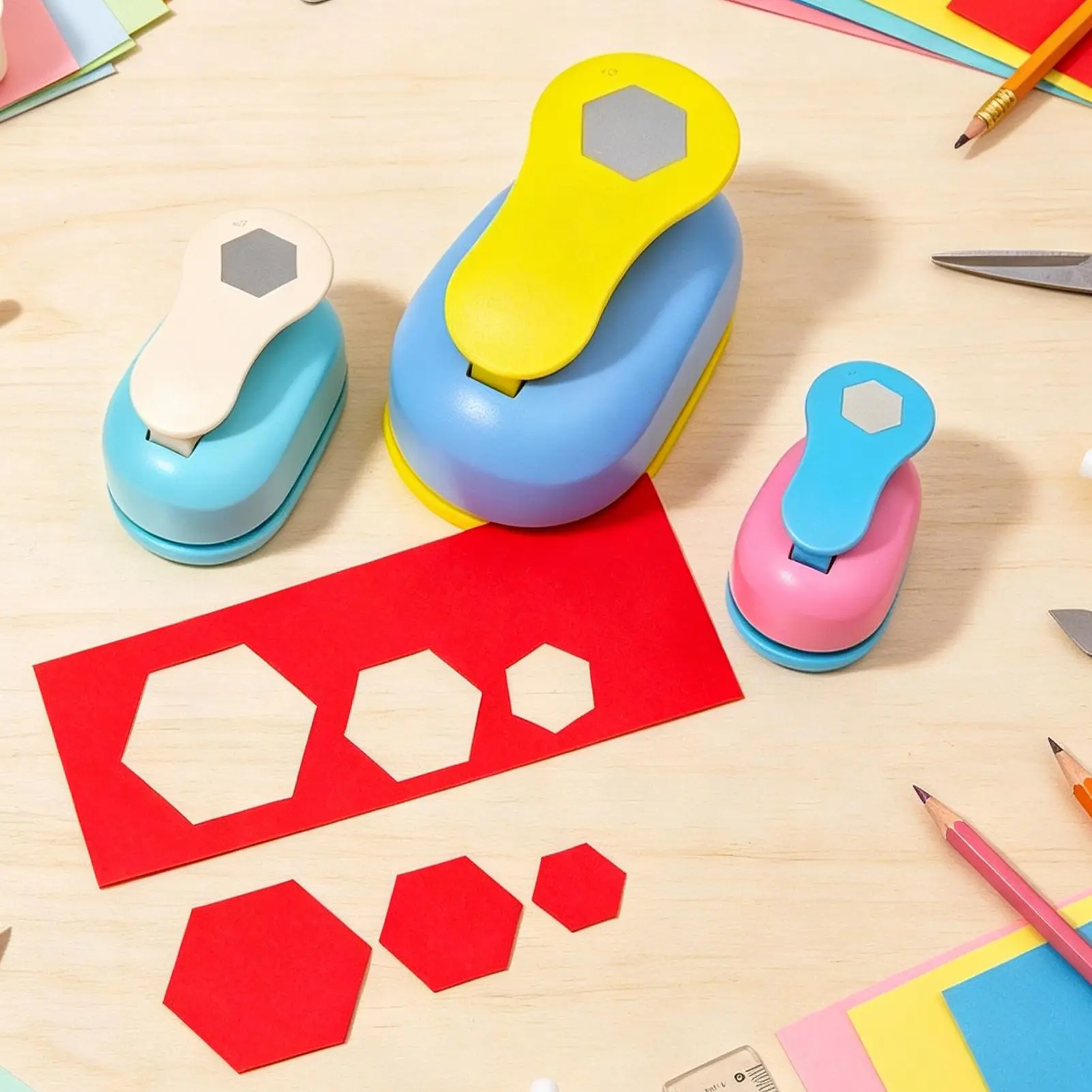 Hexagon Punch For Paper Crafts Lever Handle Labor Saving Precision Steel Hexagon Embosser Metal Scrapbooking Card Making tool