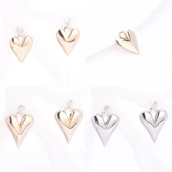 (8796) 6PCS 24K Gold Color Brass Heart Shaped Charms Pendants High Quality Jewelry Making Findings Accessories Wholesales