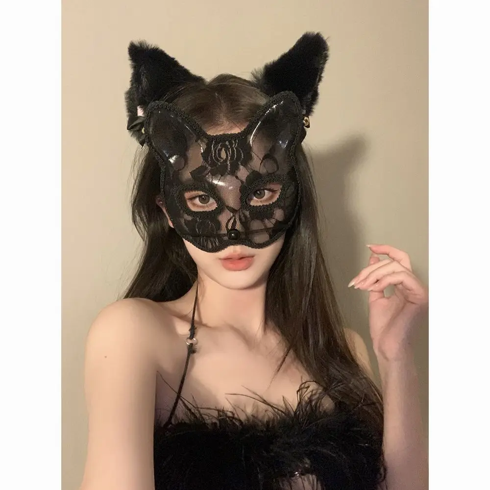 Halloween Sexy Volwassen Kant Masker Maskerade Partij Kat Oren Vrouwelijke Half Gezicht Catwoman Masker Cosplay Grappige Vrouw Heren Kostuum Anime