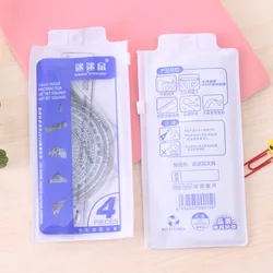 4 in 1 Cute Cartoon Ruler Stationery Set Multifunctional Combination Ruler Ruler Triangle Protractor Drawing