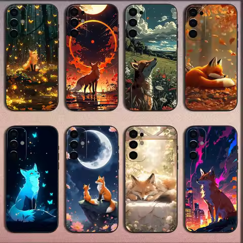 Cartoon FOX COOL Phone Case For Samsung S25,S24,S21,S22,S23,S30,Ultra,S20,Plus,Fe,Lite,Note,10,9,5G Black Soft Cover