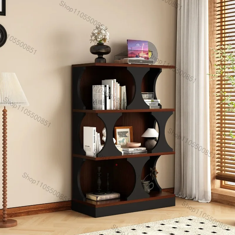 Retro combination bookcase Medium antique bookshelf Side cabinet Entrance Living room Floor display Locker integrated