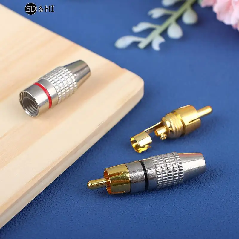 2Pcs RCA Male Connector Non Solder Plug Adapter For Audio Cable Plug Video CCTV Camera Solder-Free Adapter Cable Converter