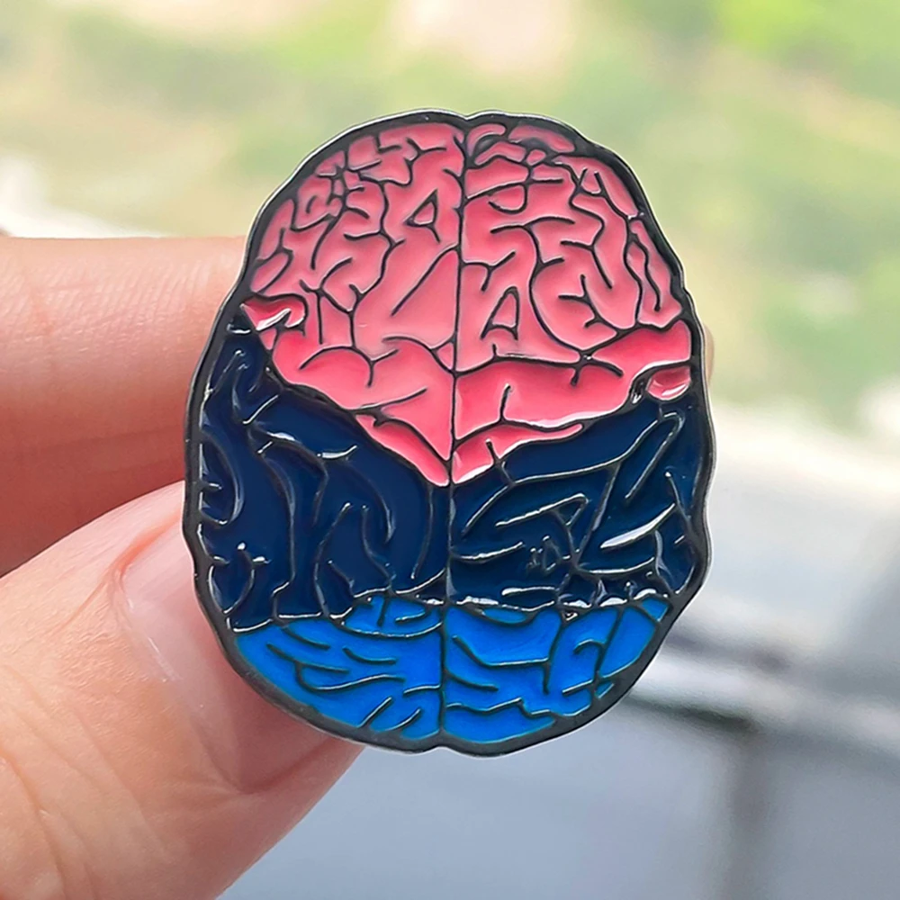 Catuni Brain Medicine Anatomy Pin Brooch Enamel Psi Medical Doctor Nurse Lapel Lanyard Backpack Badge Jewelry Gift