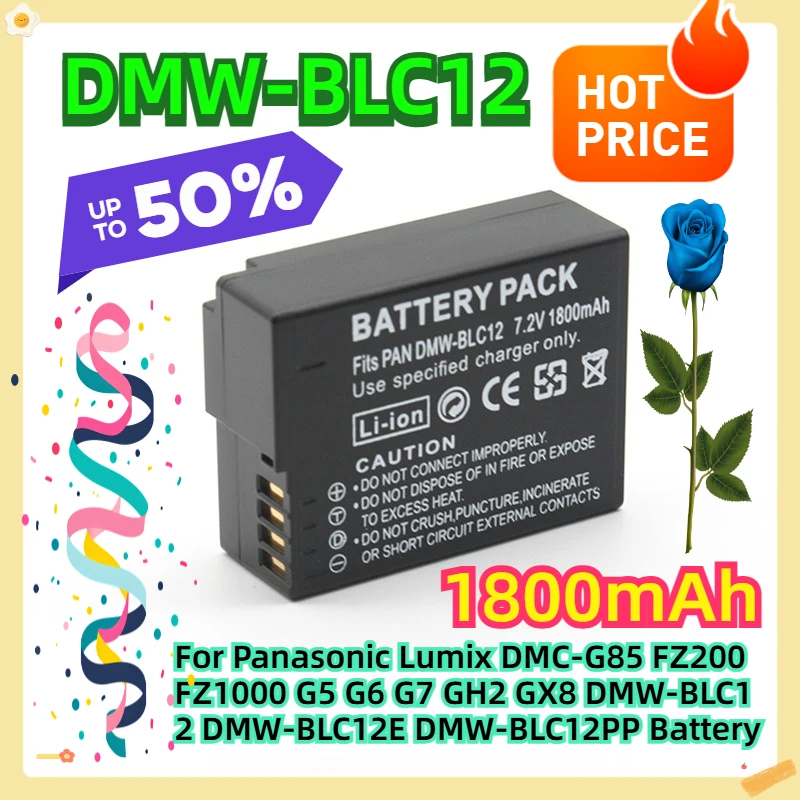 

For Panasonic Lumix DMC-G85 FZ200 FZ1000 G5 G6 G7 GH2 GX8 DMW-BLC12 DMW-BLC12E DMW-BLC12PP Battery