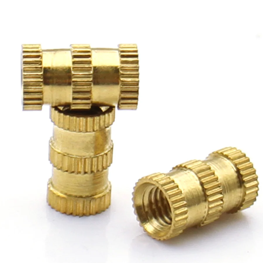 10-80pcs Brass Knurled Threaded Insert Heat Set Nuts Injection Molding Inserts M1.4 M1.6 M2 M2.5 M3 M4 M5 M6 M8 M10