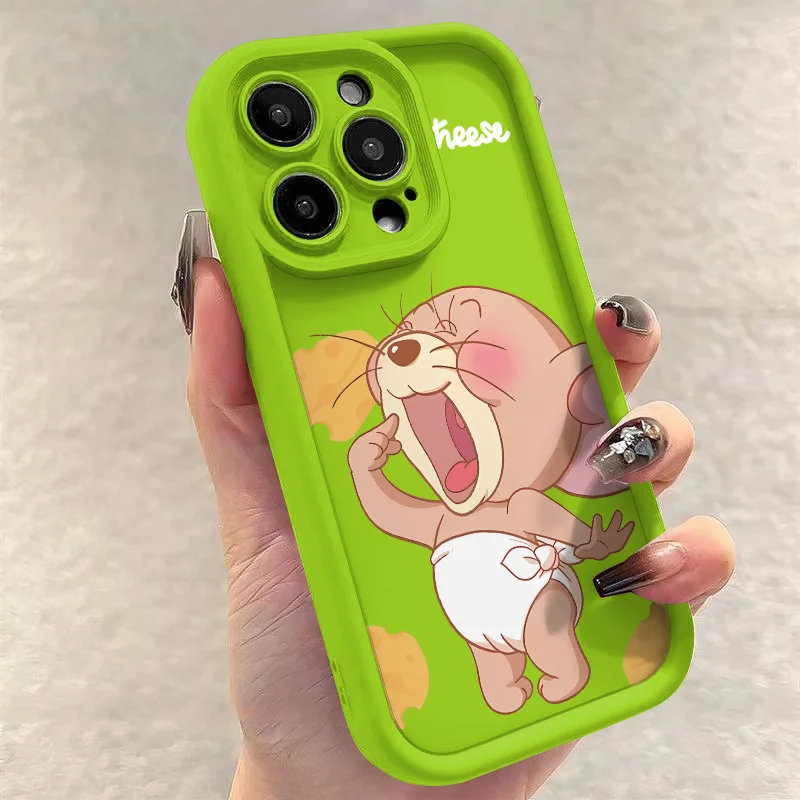 Tom And Jerry Eat Cheese Cute Phone Case For iPhone 15 14 13 12 11 Pro Max XS Max XR 7 8 15 Plus MINI Silicone Cute Back Cover