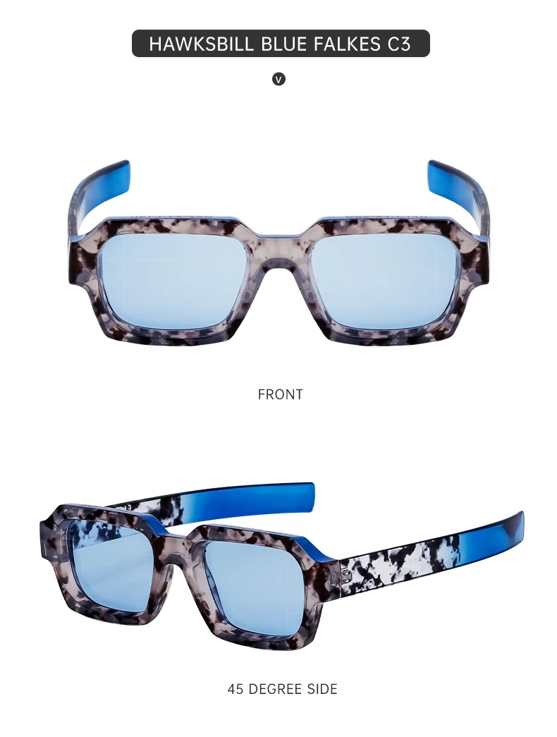Vintage quadratische Punk Sonnenbrille Männer Frauen Luxusmarke Mode Rechteck Sonnenbrille für männliche zweifarbige Brillen mit dickem Rahmen – Detail 15