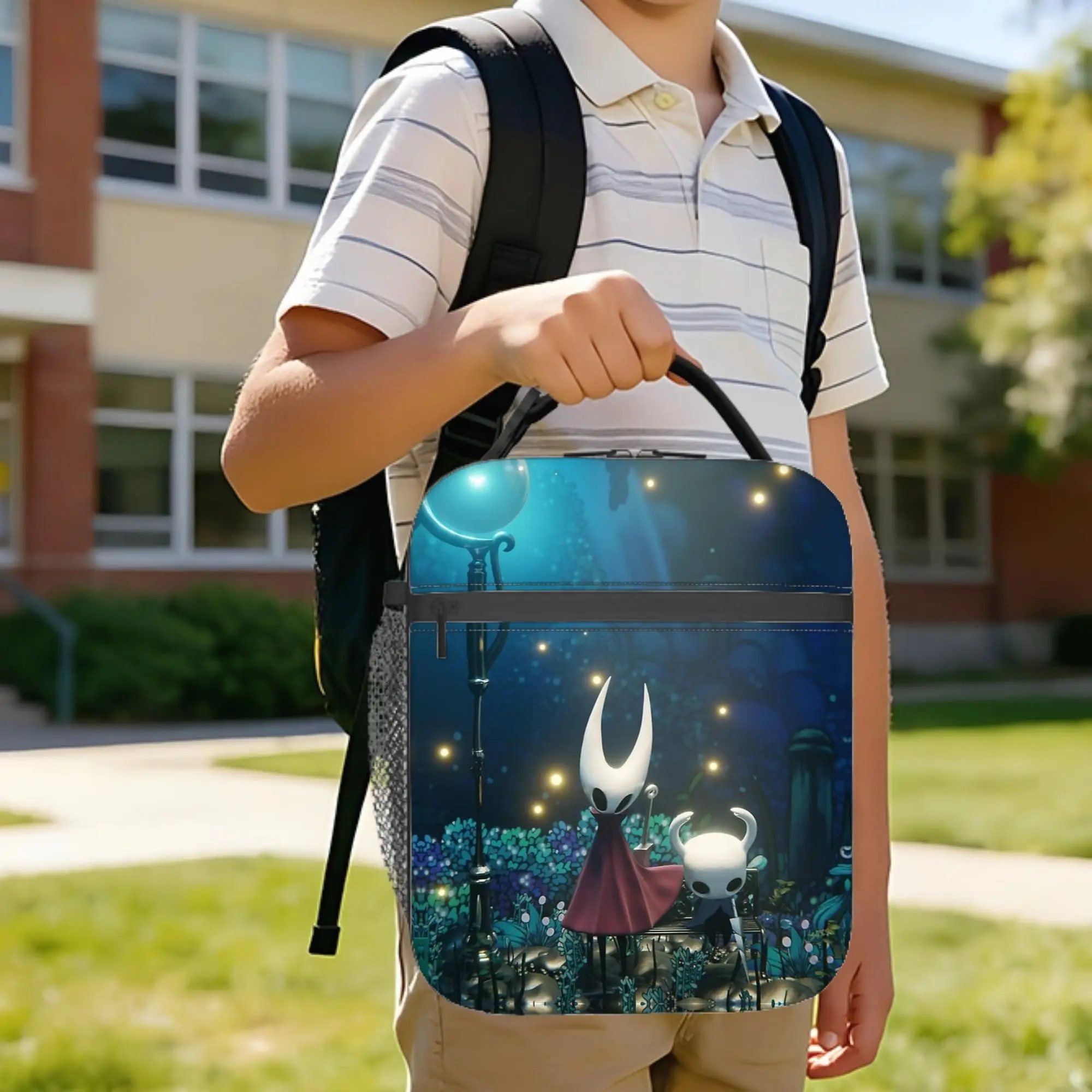 Knight Hornet Insulated Lunch Bag Cooler Bag Reusable,Lunch Container Hollow Knight High Capacity Tote Lunch Box Food Handbags