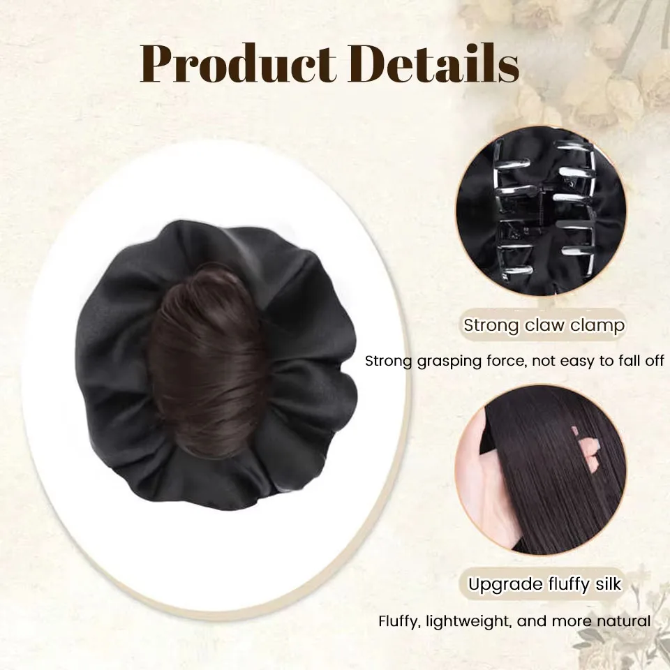 LM moño sintético desordenado moño garra Clip en pieza de cabello rizado ondulado moño extensiones de cola de caballo Scrunchie postizos para mujeres