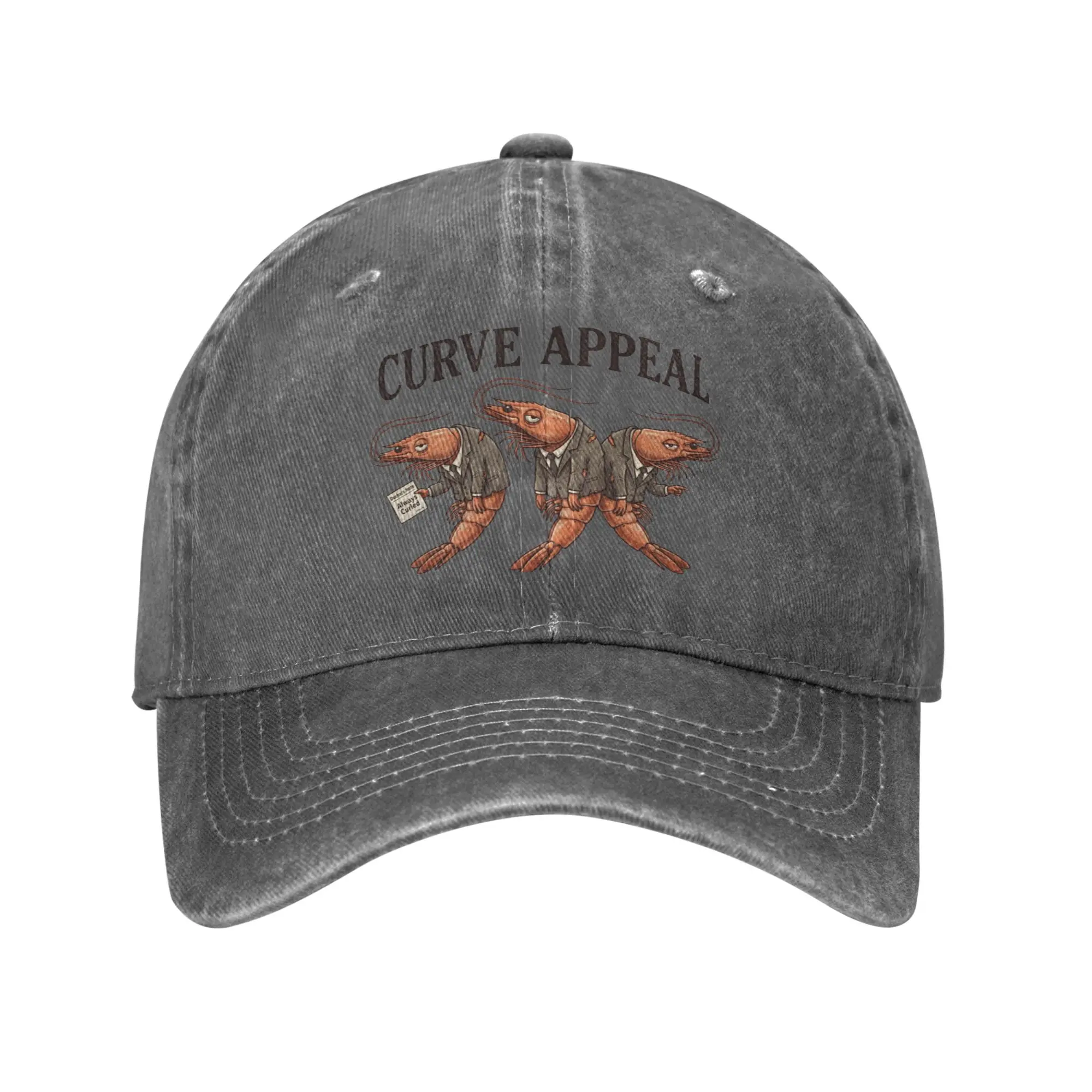 Curve Appeal Business Shrimp Funny Pun Vintage Cartoon Design Baseball Caps Peaked Cap  Sun Shade Hats for Men