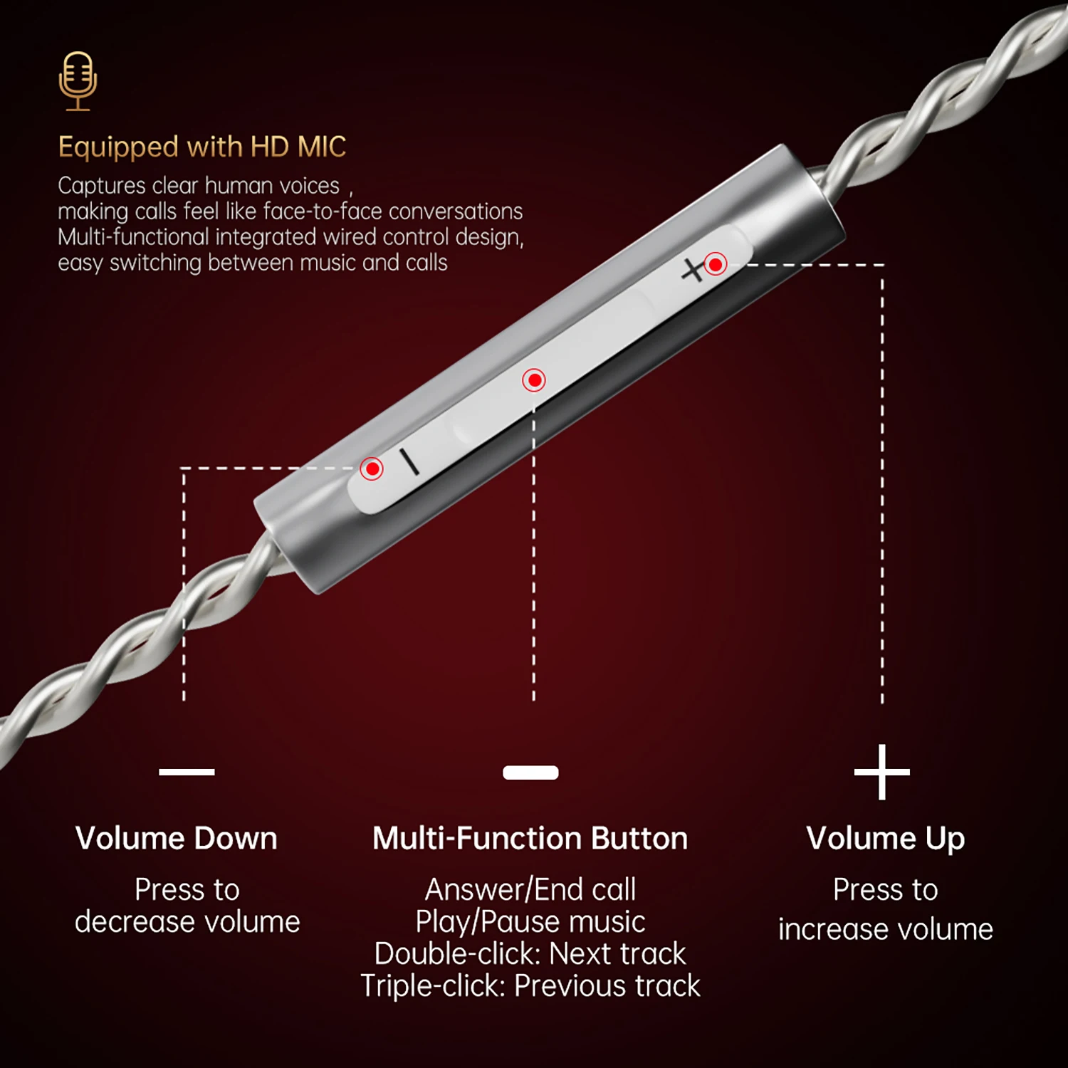 Cca phoenix fones de ouvido hifi unidade dinâmica lcp diafragma cancelamento ruído substituível cabo 2pin jogos com fio fone