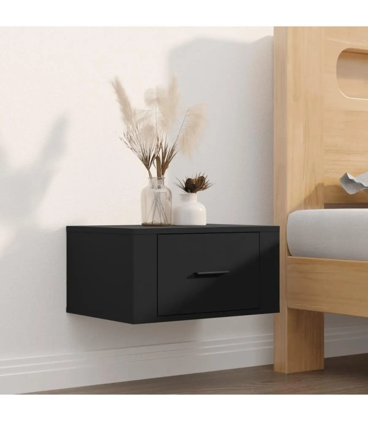 Bedside tables black wall bedside table 50x36x25 cm