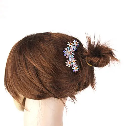 

Фиолетовый 8,5X8,5X1,5 см, хрустальные стразы, цветочная расческа, женская свадебная заколка для волос, заколка для всех причесок