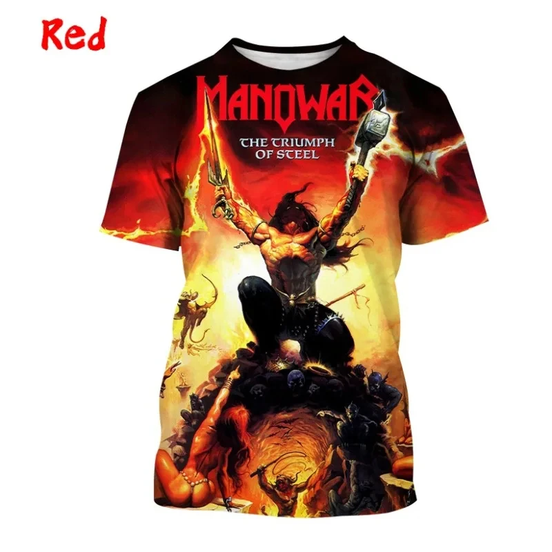 

Tshirts Manowar Punk Style Rock 3D Print Summer Men Women Unisex Crew Neck Casual Harajuku Short Sleeve kids Oversized Clothing