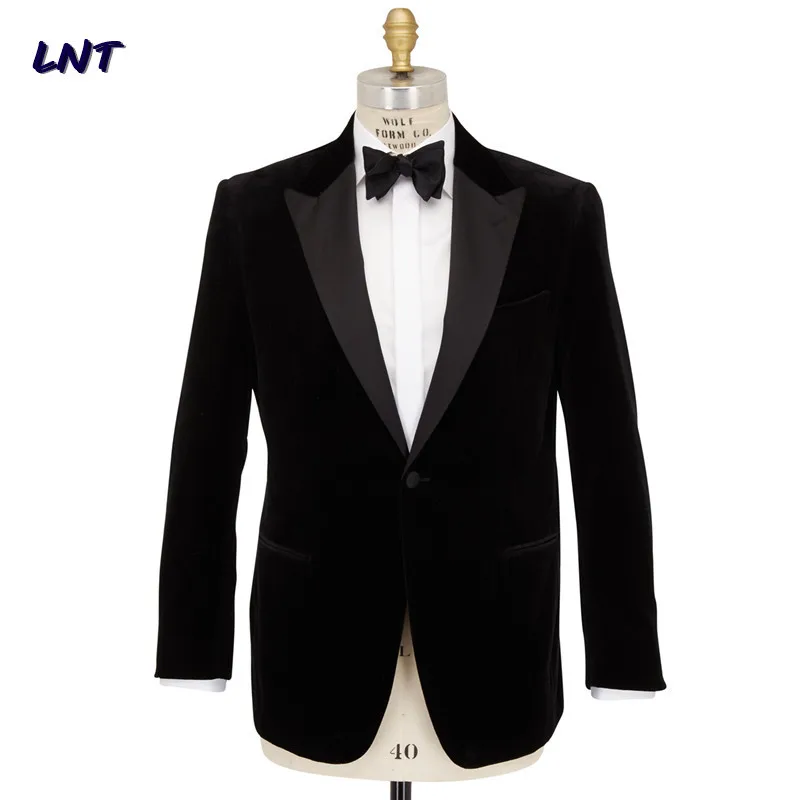 One Button Velvet Men Blazer Formal Wear Dinner Dress Coat Jacket