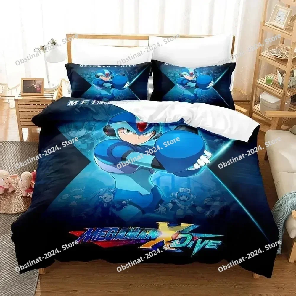 

2025 Mega Man X DiVE Bedding Set Printed single Comforter Quilt Bed Cover Duvet Cover Pillow Case 3 Pieces Sets Kids Adult Size
