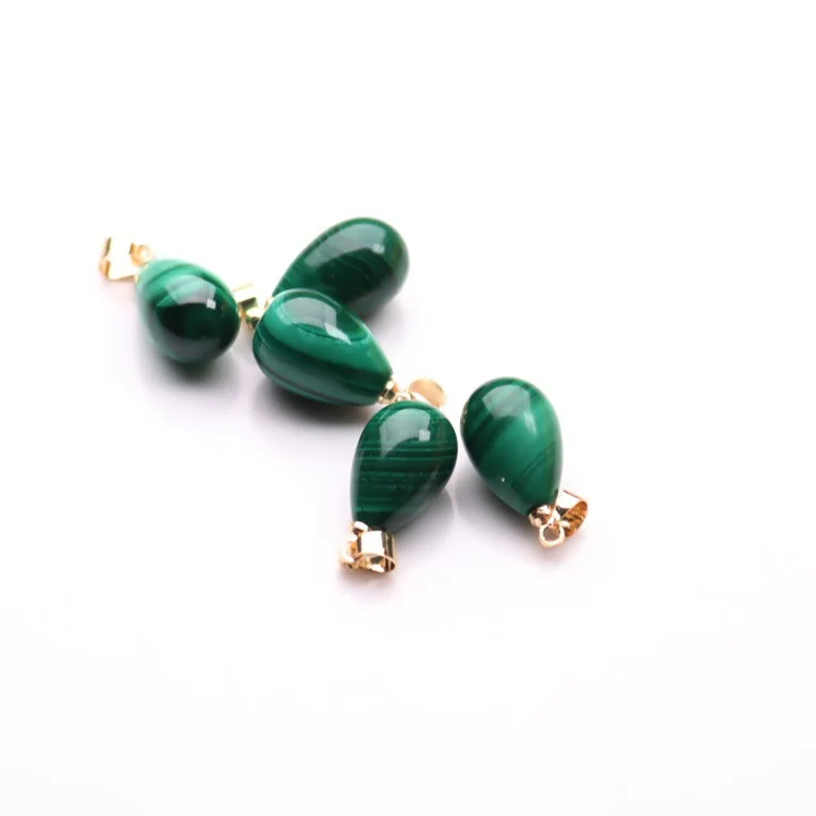 5pcs Natural Malachite Teardrop Pendant Mixed Selected Crystal Pendants Women Fashion Gemstone Necklace Pendant Jewelry