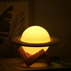 Saturn Lamp Night Light with 16 Colors Remote and Touch Control Saturn Moon Light Lamp Rechargeable for Christmas New Year