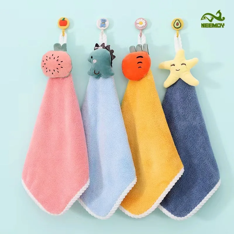 1PC Cute Hand Towels for Kids Baby Microfiber Fingertip Towels Super Absorbent Hand Towels for Infant, Suitable For Bathroom