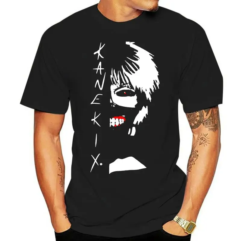 Tokyo Ghoul Anime T Shirts Kaneki Face Great Male Purified Cotton Tee Shirts Short-Sleeve Novelty Streetwear O-Neck T-Shirts