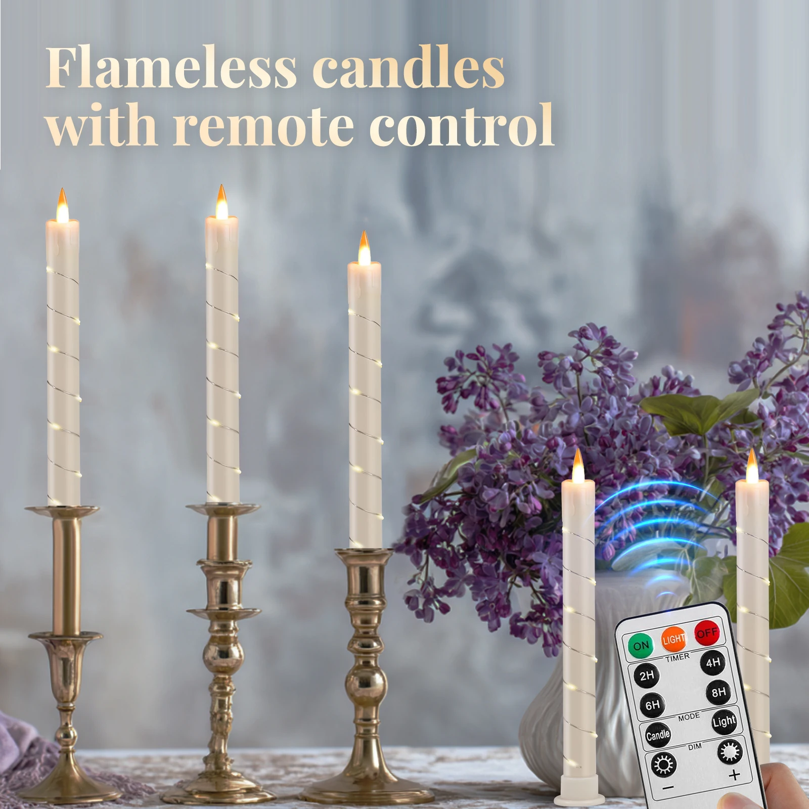 

LED Flameless Taper Candles Battery Operated Fake Flickering Candlesticks Electric Long Candles for Christmas Wedding Home Decor