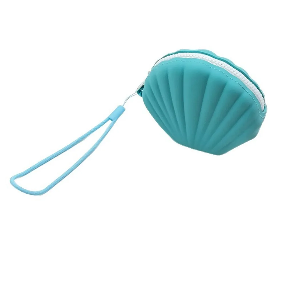 Multifunctional Silicone Coin Purse Shell Shape Zipper Cosmetic Bag Portable Earphone Bag Women Girls