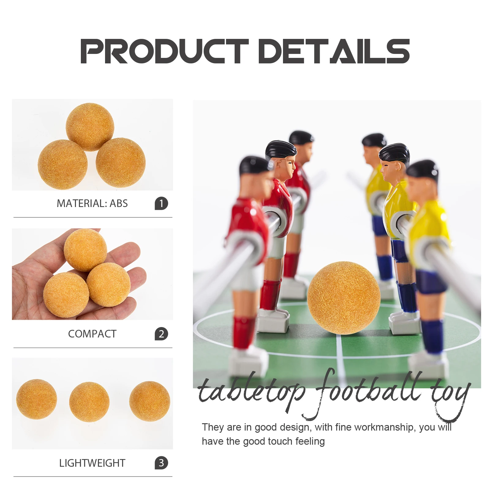 

3pcs Wear-Resistant Mini Foosball Balls Portable Replaceable Table Soccer Balls For Home Shop Kids Lightweight Professional